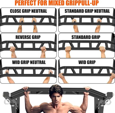 Pull Up Bar Wall Mounted,Heavy Duty Multi Grip Chin Up Bar for Strength Training, 600 lbs Capacity, Durable Steel Construction, Perfect for Home and Garage Workouts in Kuwait