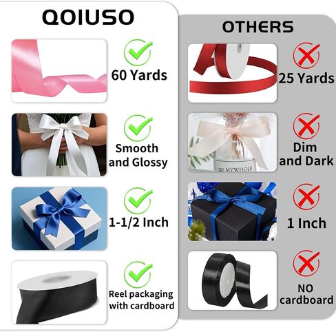 60 Yards x 1-1/2 Inch Pink Ribbon: Pink Satin Ribbon for Gift Wrapping Wedding & Mother's Day Flower Bouquet Packaging, Bows Making, Crafts, Floral, Hair Accessories and Invitation Decorations in Saudi Arabia