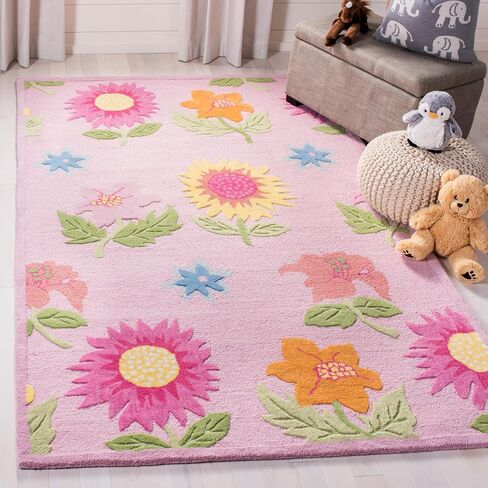 Safavieh Kids Collection SFK371A Handmade Floral Wool Accent Rug, 2' x 3', Pink/Pink in Kuwait