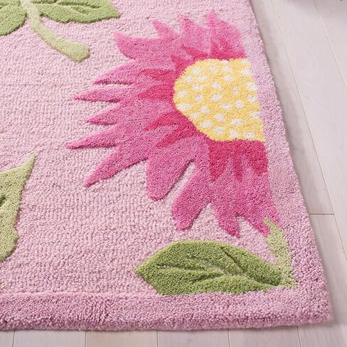 Safavieh Kids Collection SFK371A Handmade Floral Wool Accent Rug, 2' x 3', Pink/Pink in Kuwait