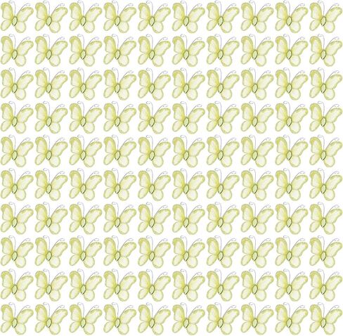 PATIKIL 100Pcs Butterflies for Crafts, 1.2" Mesh Wire Glitter Butterfly Organza Butterflies for DIY Craft Home Decor Clothing Wedding Decoration, Yellow in Kuwait