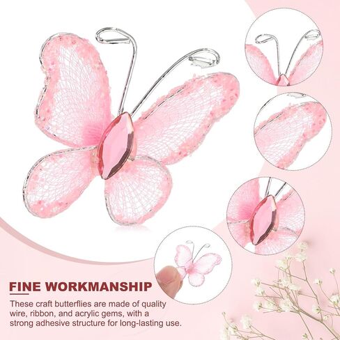 PATIKIL 100Pcs Butterflies for Crafts, 1.2" Mesh Wire Glitter Butterfly Organza Butterflies for DIY Craft Home Decor Clothing Wedding Decoration, Yellow in Kuwait