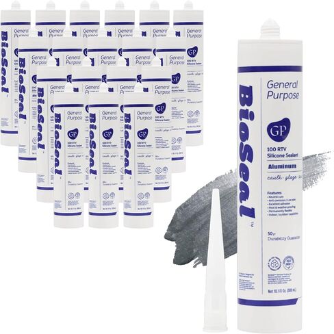 Aluminum BioSeal General Purpose Silicone Caulk & Sealant 10.1oz - UV Protection / 100% RTV/Low Odor - Pack of 1 in Saudi Arabia
