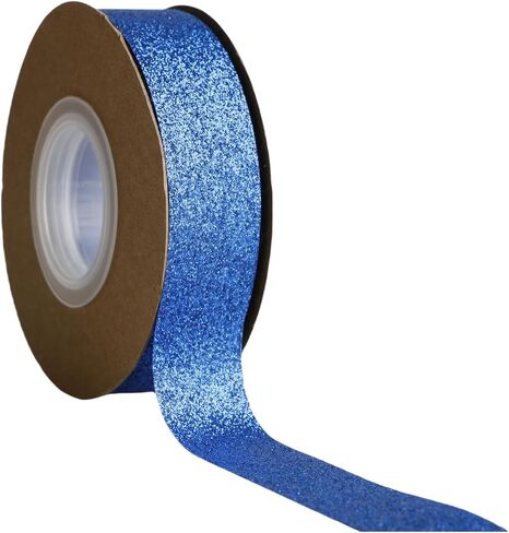 Glitter Ribbon 7/8 Inch x 25 Yards Sparkle Ribbon for Homecoming Mums Wrapping, DIY Crafts, Wreaths, Tree Ornaments, Wedding Parties, Home Decoration (Royal Blue) in Kuwait