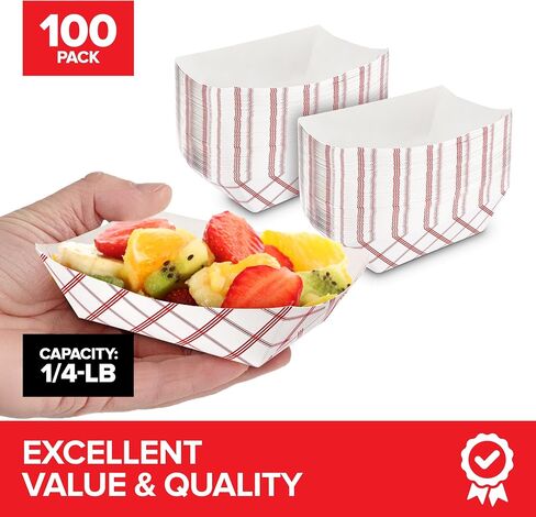 Stock Your Home Paper Food Boats (500 Pack) 1 Lb Disposable Red & White Checkered Paper Food Trays, Eco Friendly Paper Food Trays, Serving Boats for Concession Food & Condiments, Paper Nacho Trays in Saudi Arabia