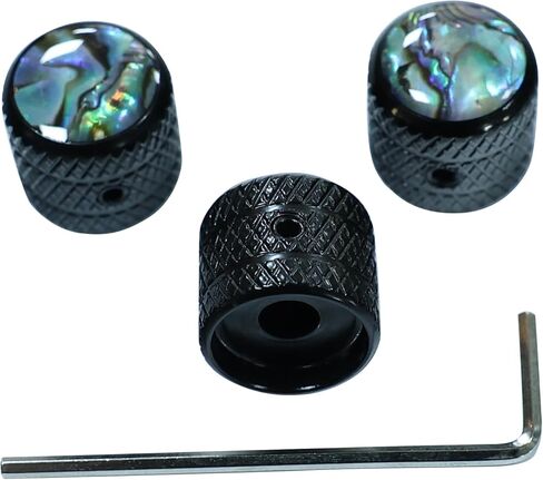 3PCS Electric Bass Guitar Metal Knobs Abalone Shell Dome Guitar Control Knobs Electric Guitar Volume Tone Knobs Replacement for Strat Stratcaster Tele Telecaster Jazz Les Paul（Chrome） in Kuwait