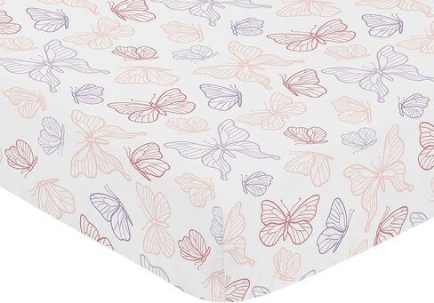 Sweet Jojo Designs Purple Floral Rose Baby Girl Nursery Crib Bedding Set - 4 Pieces - Solid Light Lavender Flower Luxurious Elegant Princess Vintage Boho Shabby Chic Luxury Glam High End Ruffle Roses in Saudi Arabia