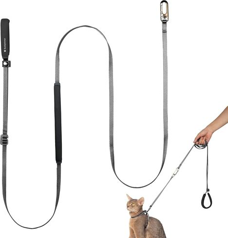 Ultra Lightweight Cat Leash Adjustable with Comfortable Padded Handle, Soft Thin Nylon Cat Walking Training Waist Crossbody Leash for Kitten Small to Large Cats, Puppy, No Harness (Blurple) in Kuwait