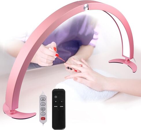 Half Moon Light for Nail Desk, 29in Foldable Half Moon Table Lamp Nail Desk Lamp with Wire Controller & Remote, Bright Arch Nail Light with 7 Cool/Warm Tones & 10 Brightness in Saudi Arabia