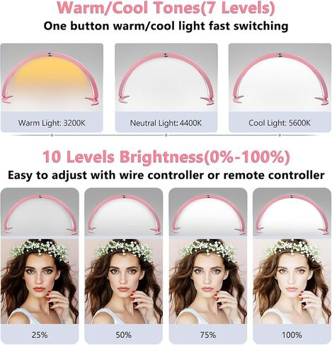 Half Moon Light for Nail Desk, 29in Foldable Half Moon Table Lamp Nail Desk Lamp with Wire Controller & Remote, Bright Arch Nail Light with 7 Cool/Warm Tones & 10 Brightness in Saudi Arabia