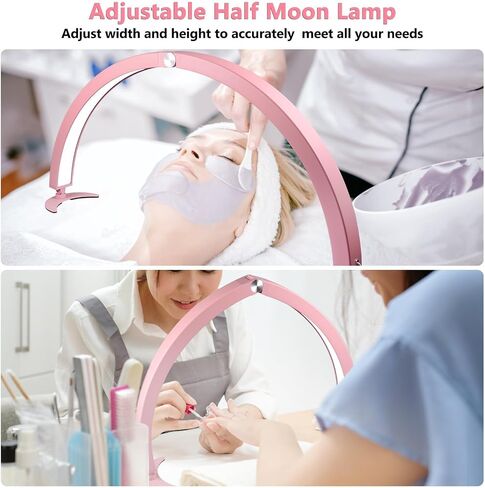Half Moon Light for Nail Desk, 29in Foldable Half Moon Table Lamp Nail Desk Lamp with Wire Controller & Remote, Bright Arch Nail Light with 7 Cool/Warm Tones & 10 Brightness in Saudi Arabia