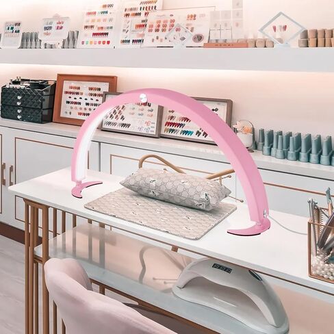 Half Moon Light for Nail Desk, 29in Foldable Half Moon Table Lamp Nail Desk Lamp with Wire Controller & Remote, Bright Arch Nail Light with 7 Cool/Warm Tones & 10 Brightness in Saudi Arabia