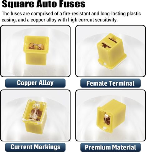 50A Square Auto Fuses 50 AMP Low Profile Box Shaped Automotive Fuse for SUVs Cars Trucks Boats (Pack of 6 Pcs) in Saudi Arabia