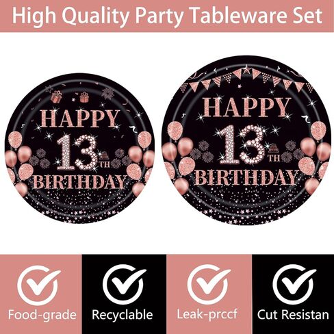 96PCS 16th Birthday Party Plates Set Rose Gold Theme Decorations Include Rose Gold Plates and Napkins Forks for 16 Year Old Girls Birthday Party Supplies Serves 24 Guests in Kuwait