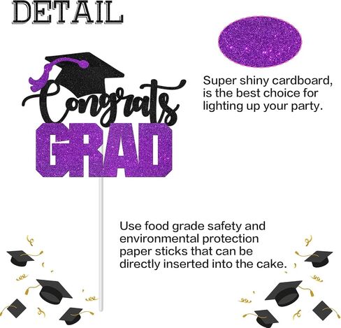 Congrats Grad Cake Topper - High Sohool/College Graduation Party Decoration Supplies - Congratulations Class of 2025 Party Cake Decorations (Orange) in Saudi Arabia