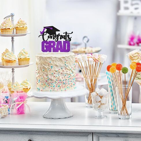 Congrats Grad Cake Topper - High Sohool/College Graduation Party Decoration Supplies - Congratulations Class of 2025 Party Cake Decorations (Orange) in Saudi Arabia