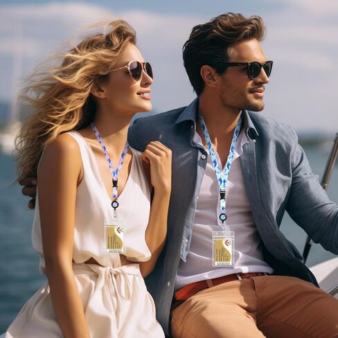2 Cruise Lanyards+4 Water-Resistant Luggage Tag Holders | Perfect for Couples | Compatible with Carnival, Princess, Norwegian (NCL), P&O, Holland America, MSC, Costa Cruise Lines in Saudi Arabia