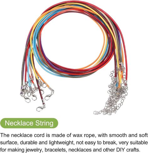 MECCANIXITY 10pcs 24 Inch Waxed Necklace Cord, Bulk Necklace String with Clasp 2mm Waxed Leather Cord Rope for Jewelry Making DIY Bracelet Pendant,Mixed Colors in Saudi Arabia