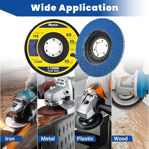 أقراص رومون فلاب 40 حبيبة، 10 عبوات 4 1/2 × 7/8 بوصة قرص صنفرة رفرف، نوع 29 زركونيا عجلة طحن من الألومنيوم، مواد كاشطة أكسيد للفولاذ المقاوم للصدأ، صفائح معدنية (إصدار عالي الكثافة، 115 مم) in Kuwait