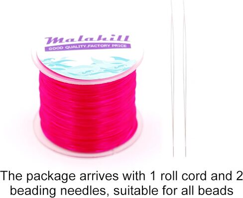 Elastic Beading Cord for Bracelet, Stretchy Thread for Jewelry Making, Flat Elastic String with 2 Pcs Beading Needles Rose Red in Kuwait