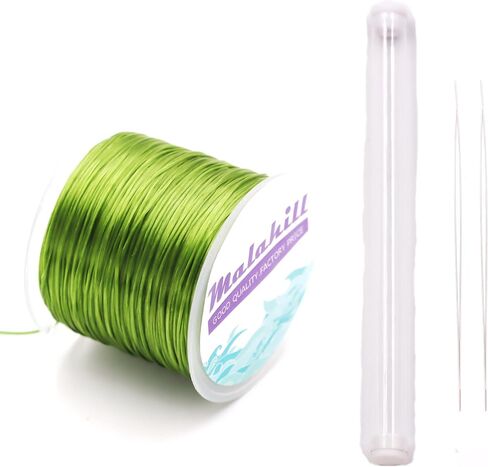 Elastic Beading Cord for Bracelet, Stretchy Thread for Jewelry Making, Flat Elastic String with 2 Pcs Beading Needles Rose Red in Saudi Arabia
