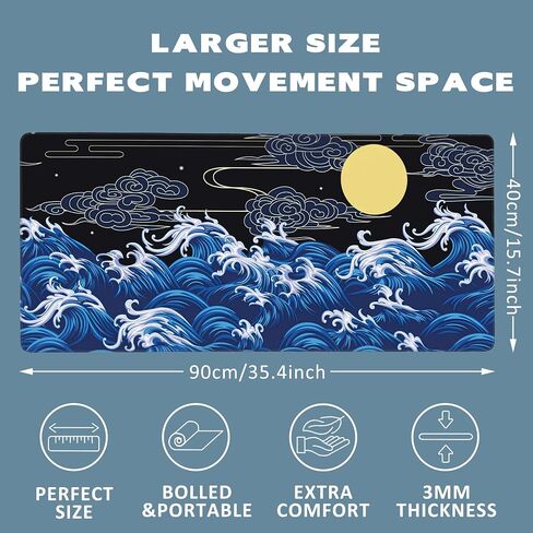 Large Mouse Pad Ocean Beach at Sunrise Extended Gaming Mouse Pad Desk Mat Stitched Edges Mousepad Non-Slip Rubber Base Keyboard Pad for Laptop Computer PC 35.4 x 15.7 inches in Kuwait