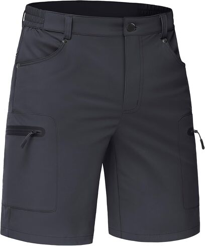 TACVASEN Men's Hiking Cargo Shorts 10" with Zipper Pockets Men's Tactical Shorts Stretch Waist Casual Shorts Golf Outdoor in Kuwait