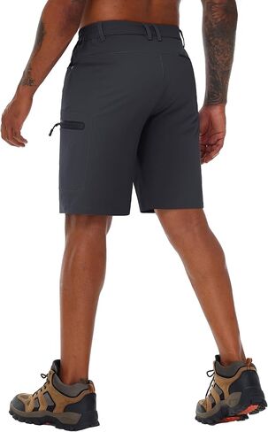 TACVASEN Men's Hiking Cargo Shorts 10" with Zipper Pockets Men's Tactical Shorts Stretch Waist Casual Shorts Golf Outdoor in Kuwait