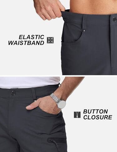 TACVASEN Men's Hiking Cargo Shorts 10" with Zipper Pockets Men's Tactical Shorts Stretch Waist Casual Shorts Golf Outdoor in Kuwait