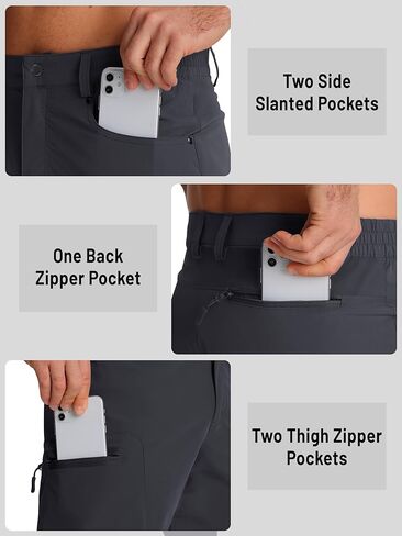 TACVASEN Men's Hiking Cargo Shorts 10" with Zipper Pockets Men's Tactical Shorts Stretch Waist Casual Shorts Golf Outdoor in Kuwait