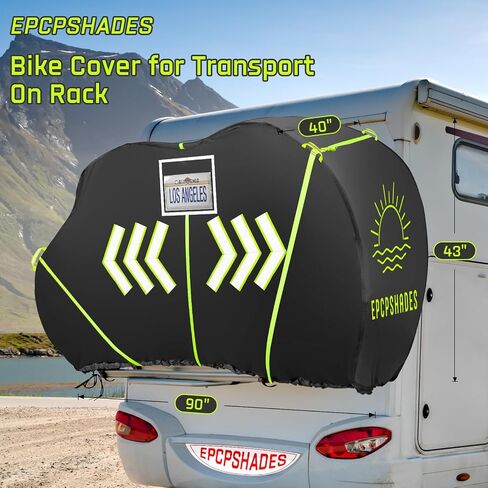 Bike Cover for Transport on Rack, Outdoor 2 Bicycle Covers Storage, 600D Oxford Bicycle Cover Waterproof, Dust, Windproof, Rain, UV. in Saudi Arabia