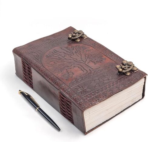 600 page large journal sketchbook leather journal leather leather bound journal grimoire journal cover handmade vintage journal charmed book of shadows charmed leather notebook journal (BROWN) in Saudi Arabia