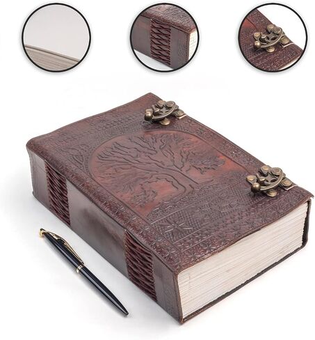 600 page large journal sketchbook leather journal leather leather bound journal grimoire journal cover handmade vintage journal charmed book of shadows charmed leather notebook journal (BROWN) in Saudi Arabia