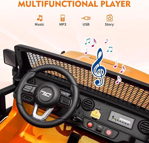 24V 7AH Ride on Truck Car for Kids 2 Seater Toddles Battery Powered Cars 2WD/4WD Switchable Electric Vehicles with Remote Control, 4-Wheeler Suspension, MP3, Back Storage, LED Lights, Orange in Saudi Arabia