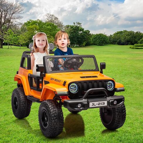 24V 7AH Ride on Truck Car for Kids 2 Seater Toddles Battery Powered Cars 2WD/4WD Switchable Electric Vehicles with Remote Control, 4-Wheeler Suspension, MP3, Back Storage, LED Lights, Orange in Saudi Arabia