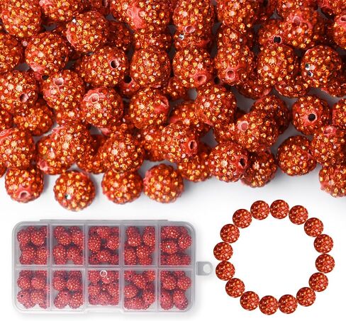 180pcs 10mm Rhinestone Beads, Shiny Round Shamballa Beads, Clay Beads for Bracelet Earring Jewelry Necklace Making, DIY Craft Supplies (Mixed Color) in Saudi Arabia
