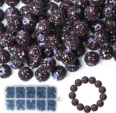 180pcs 10mm Rhinestone Beads, Shiny Round Shamballa Beads, Clay Beads for Bracelet Earring Jewelry Necklace Making, DIY Craft Supplies (Mixed Color) in Saudi Arabia