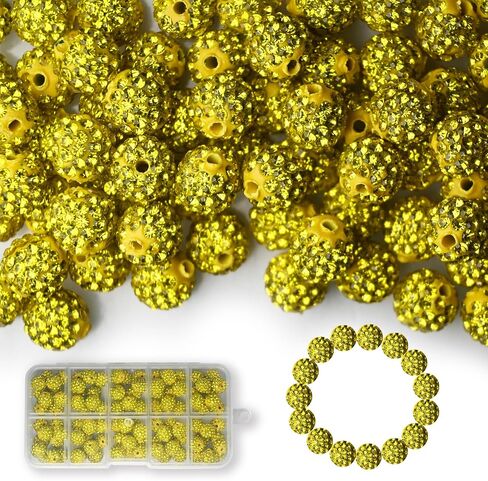 180pcs 10mm Rhinestone Beads, Shiny Round Shamballa Beads, Clay Beads for Bracelet Earring Jewelry Necklace Making, DIY Craft Supplies (Mixed Color) in Saudi Arabia