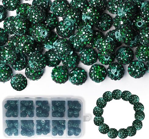 180pcs 10mm Rhinestone Beads, Shiny Round Shamballa Beads, Clay Beads for Bracelet Earring Jewelry Necklace Making, DIY Craft Supplies (Mixed Color) in Saudi Arabia