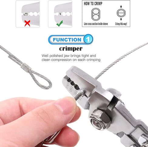 Wire Rope Crimping Tool Kit, with 1/16-304 Stainless Steel Cable 165 ft (7x7 Strand Core), 100 Cable Ferrule Aluminum Loop Sleeve Stops in Kuwait