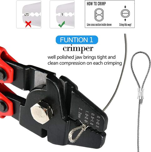 Wire Rope Crimping Tool Kit, with 1/16-304 Stainless Steel Cable 165 ft (7x7 Strand Core), 100 Cable Ferrule Aluminum Loop Sleeve Stops in Kuwait