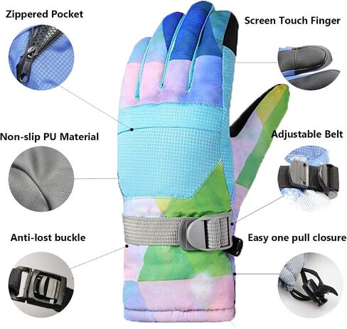 Momoon Ski Gloves, Waterproof Gloves, PU Touch Screen Winter Gloves for Boys, Girls, Men, Women (XL(Suitable for Big Hand), Gray) in Saudi Arabia