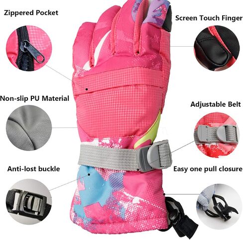 Momoon Ski Gloves, Waterproof Gloves, PU Touch Screen Winter Gloves for Boys, Girls, Men, Women (XL(Suitable for Big Hand), Gray) in Saudi Arabia