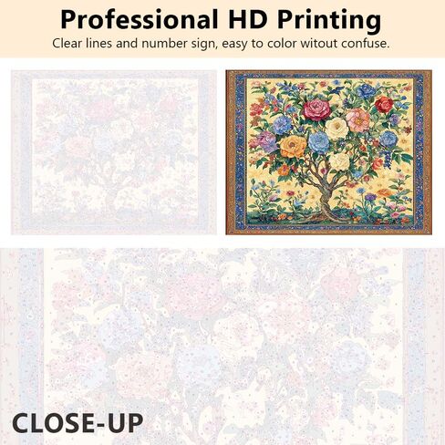 TUMOVO Paint by Number for Adults Canvas, Floral Tree Bloom Paint by Numbers, Flower Paint by Number, Flower Painting by Numbers for Adults DIY Painting Kits Home Wall Decoration, 16 x20 Inch in Kuwait