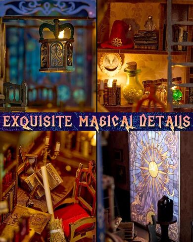 Book Nook Kit Magic Research Institute, DIY Miniature Booknook House Kit for Adults with LED Lights, 3D Wooden Puzzle Bookshelf Insert Decor, Magical Gift for Women Men Teens and Family in Saudi Arabia