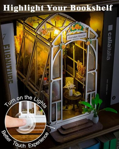 Book Nook Kit Magic Research Institute, DIY Miniature Booknook House Kit for Adults with LED Lights, 3D Wooden Puzzle Bookshelf Insert Decor, Magical Gift for Women Men Teens and Family in Saudi Arabia