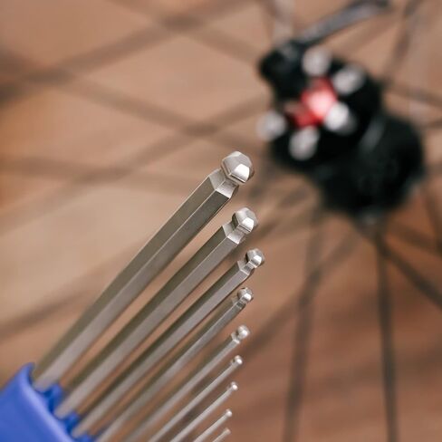BikeHand Heavy Duty Precise Durable Head Hex Allen Wrenches Set - 9 Pieces - with Long Arm Ball End - 1.5/2/2.5/3/4/5/6/8/10mm - for Home or Bike Bicycle - Colored or Silver in Kuwait