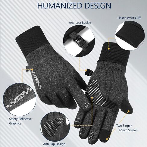 Long Keeper Kids Gloves with Grip Winter Sports Gloves for Boys Girls Touchscreen Anti Slip Childrens Running Riding Gloves in Saudi Arabia