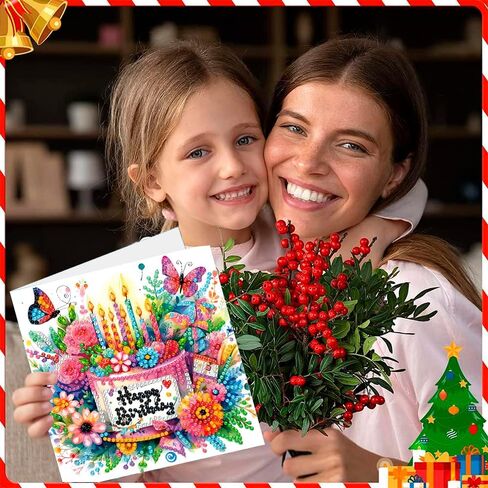 ACSAUMMY Diamond Art Happy Birthday Cards, 6 Pack 5D Diamond Greeting Cards Kits for Adults DIY Diamond Art Birthday Cards with Envelopes Birthday Gifts for Families, Friends, Partners in Saudi Arabia
