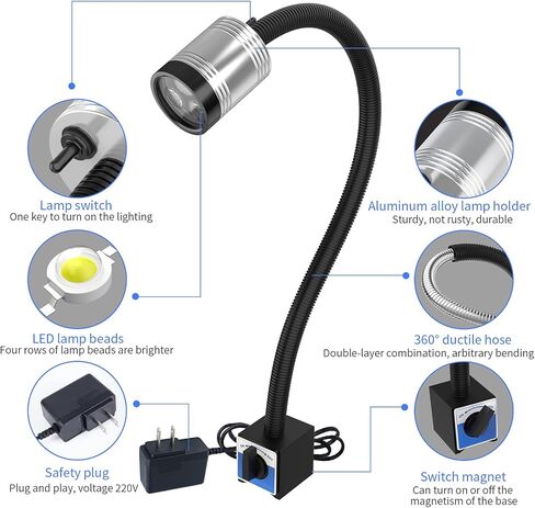 led work lights, IP65magnetic work light, 1200 lumen work lights for mechanics, magnetic base for milling machines, machine lights for workbenches and basements in Kuwait